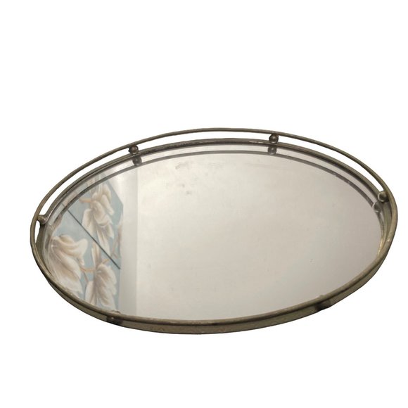 Unknow Other - Vintage mirror vanity gray oval shape
